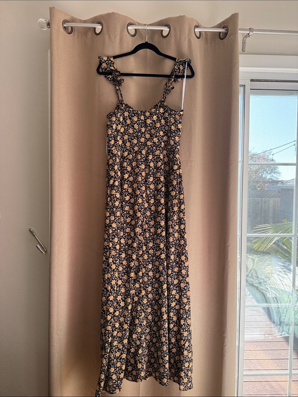 Lulu's Black Maxi Dress with Cream Floral Print - Picture 6 of 7